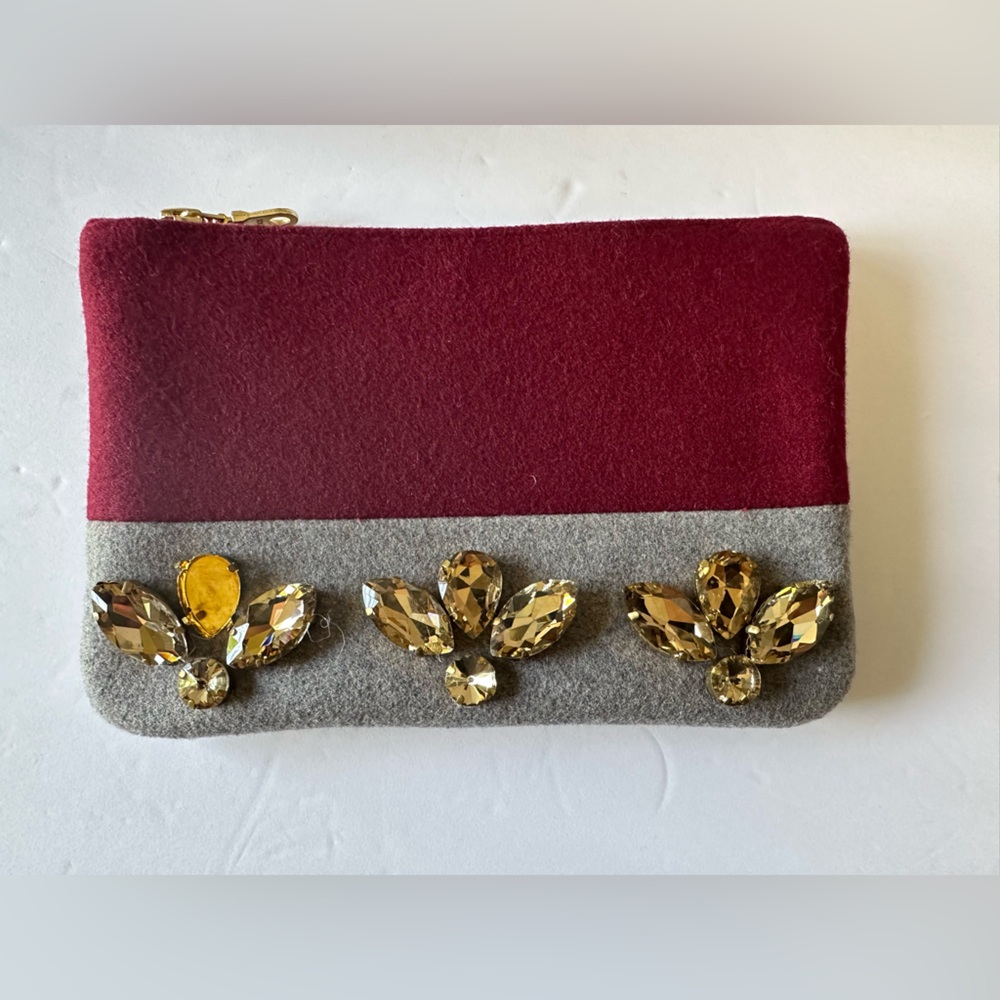 Anthropology -Red and Gray Clutch with Gem Accents‎